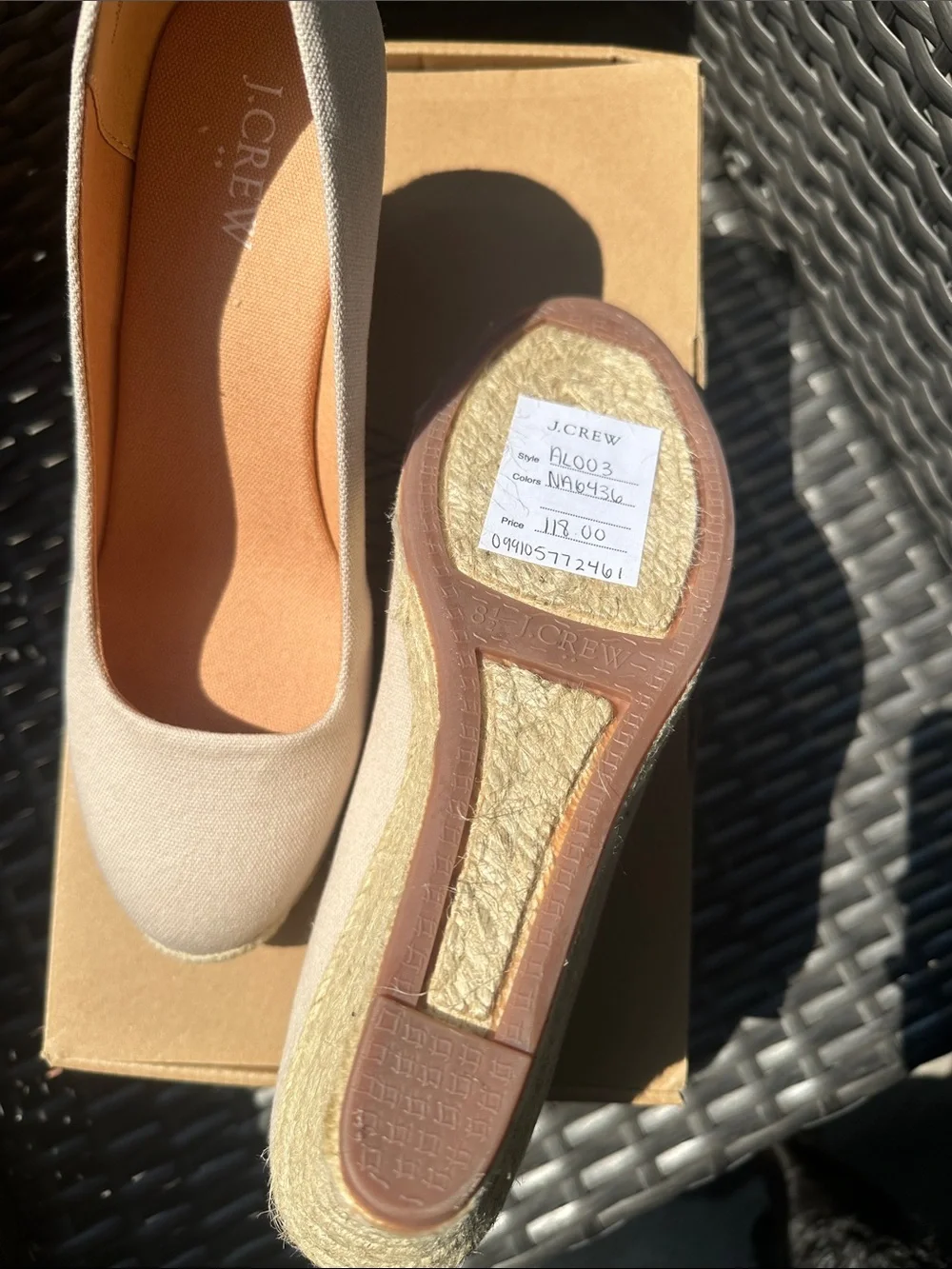 J. Crew Canvas Espadrille Wedge in Beige